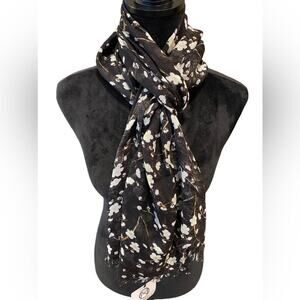 Onam In Bloom  Black Floral Scarf Women's One Size - NWT